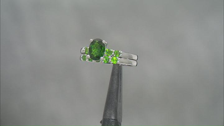 Chrome Diopside Rhodium Over Sterling Silver Ring Set Of 2 1.80ctw Video Thumbnail