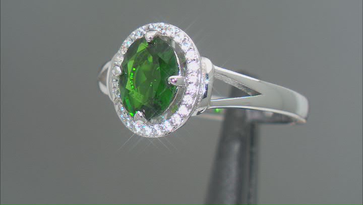 Green Chrome Diopside Rhodium Over Sterling Silver Ring 1.31ctw Video Thumbnail