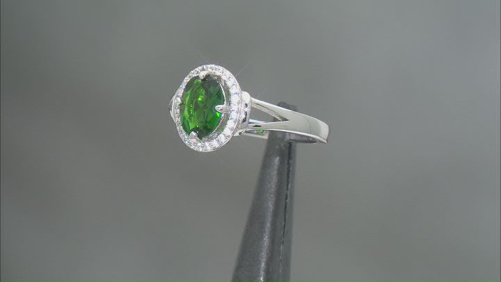 Green Chrome Diopside Rhodium Over Sterling Silver Ring 1.31ctw Video Thumbnail
