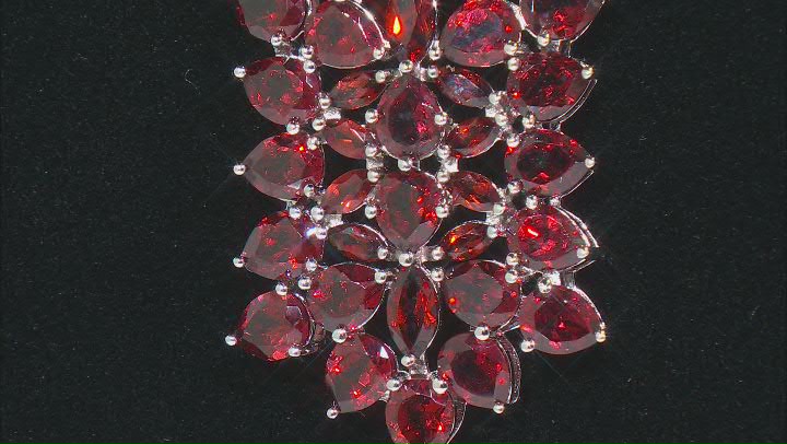 Red Garnet Rhodium Over Sterling Silver Cluster Pendant With Chain 9.54ctw Video Thumbnail