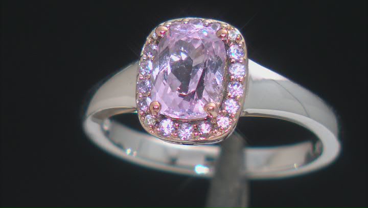Pink Kunzite Rhodium Over Sterling Silver Ring 1.70ctw Video Thumbnail