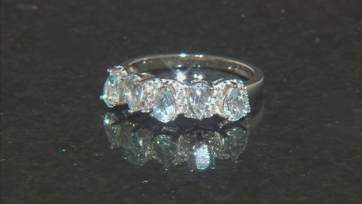 Aquamarine Rhodium Over Sterling Silver Band Ring 0.98ctw Video Thumbnail