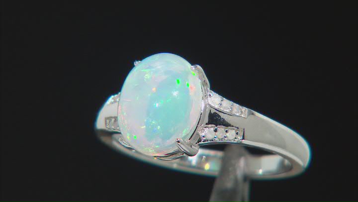 Multi Color Opal Rhodium Over Sterling Silver Ring 1.61ctw Video Thumbnail