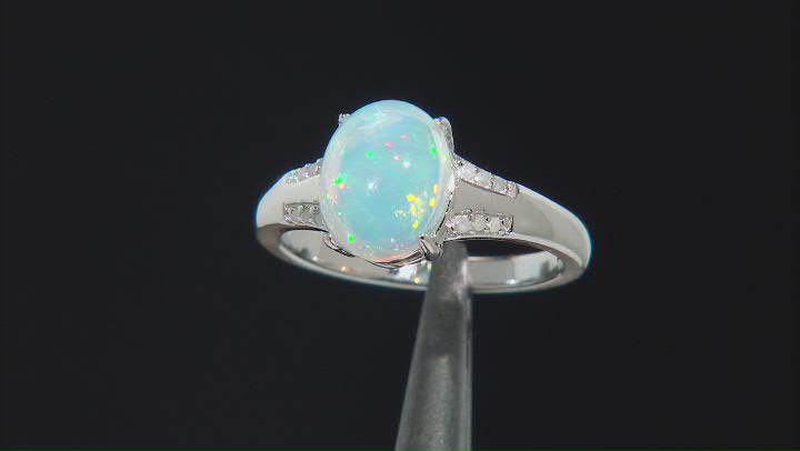 Multi Color Opal Rhodium Over Sterling Silver Ring 1.61ctw Video Thumbnail