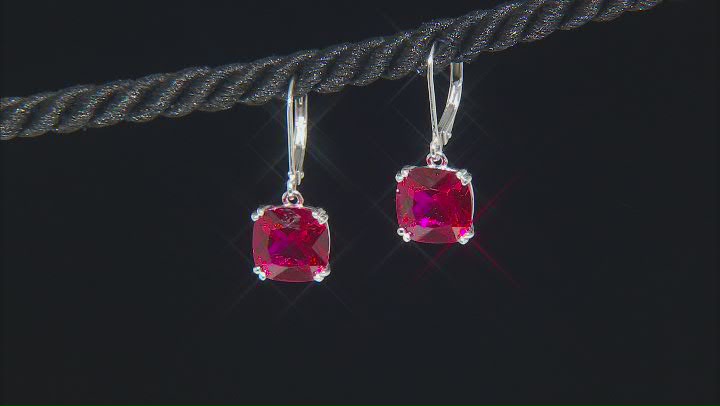 Red Lab Created Ruby Rhodium Over Sterling Silver Earrings 8.50ctw Video Thumbnail