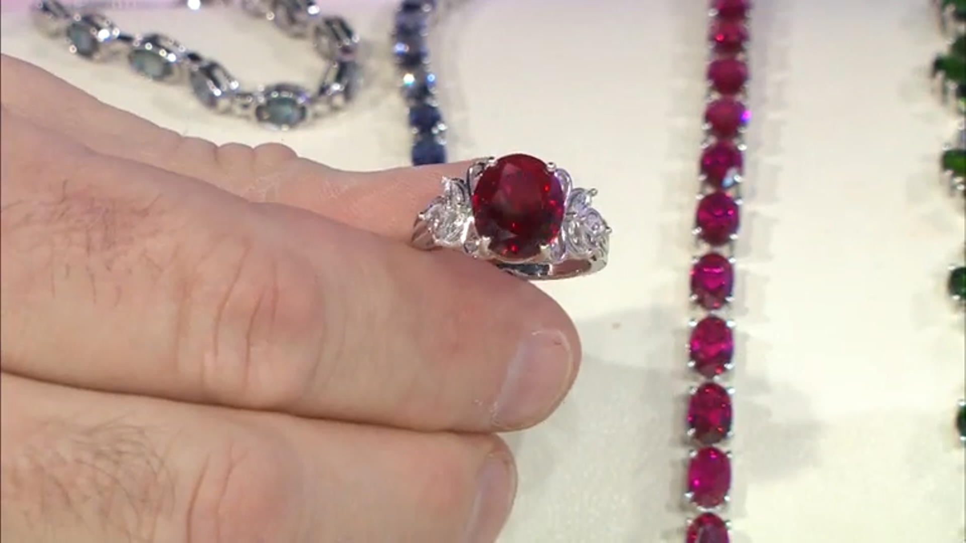 Red Lab Created Ruby Rhodium Over Sterling Silver Ring 5.07ctw Video Thumbnail