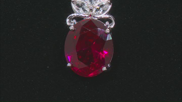 Red Lab Created Ruby Rhodium Over Sterling Silver Pendant With Chain 4.82ctw Video Thumbnail