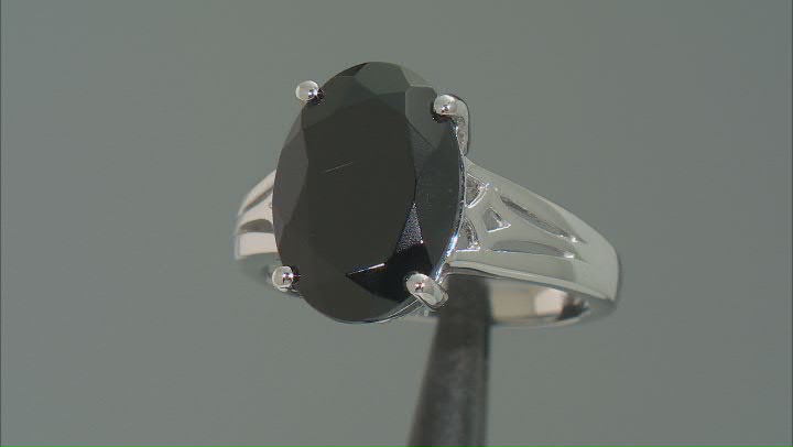 Black Spinel Rhodium Over Sterling Silver Solitaire Ring 6.12ct Video Thumbnail