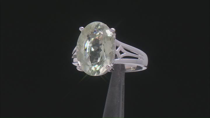 Prasiolite Rhodium Over Sterling Silver Solitaire Ring 4.51ct Video Thumbnail