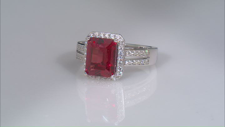 Orange Lab Created Padparadscha Sapphire Rhodium Over Sterling Silver Ring 3.99ctw Video Thumbnail