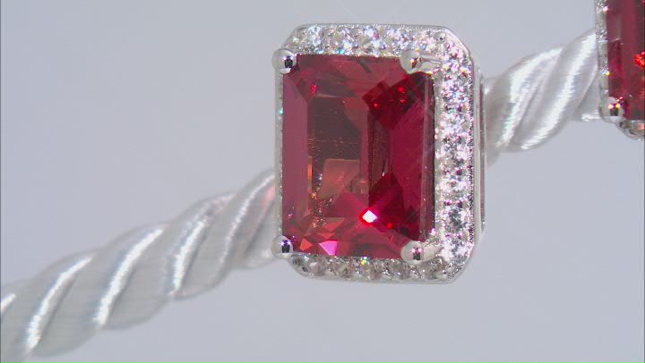 Red Lab Padparadscha Sapphire Rhodium Over Sterling Silver Stud Earrings 6.92ctw Video Thumbnail