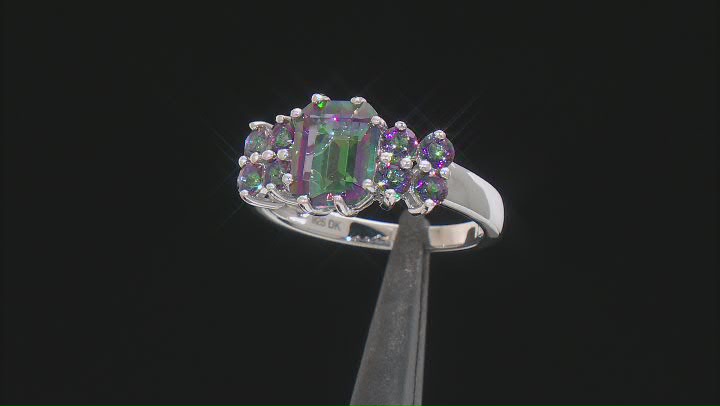 Multi-Color Quartz Rhodium Over Sterling Silver Ring 2.95ctw Video Thumbnail