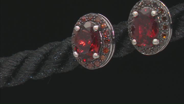 Red Garnet Rhodium Over Sterling Silver Stud Earrings 1.76ctw Video Thumbnail