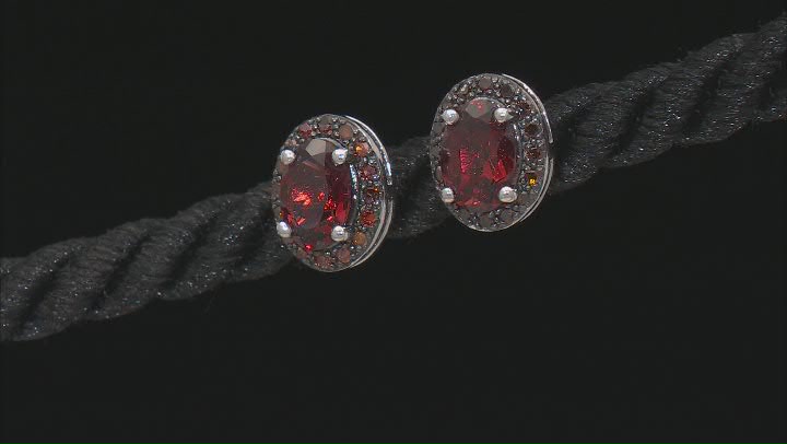 Red Garnet Rhodium Over Sterling Silver Stud Earrings 1.76ctw Video Thumbnail