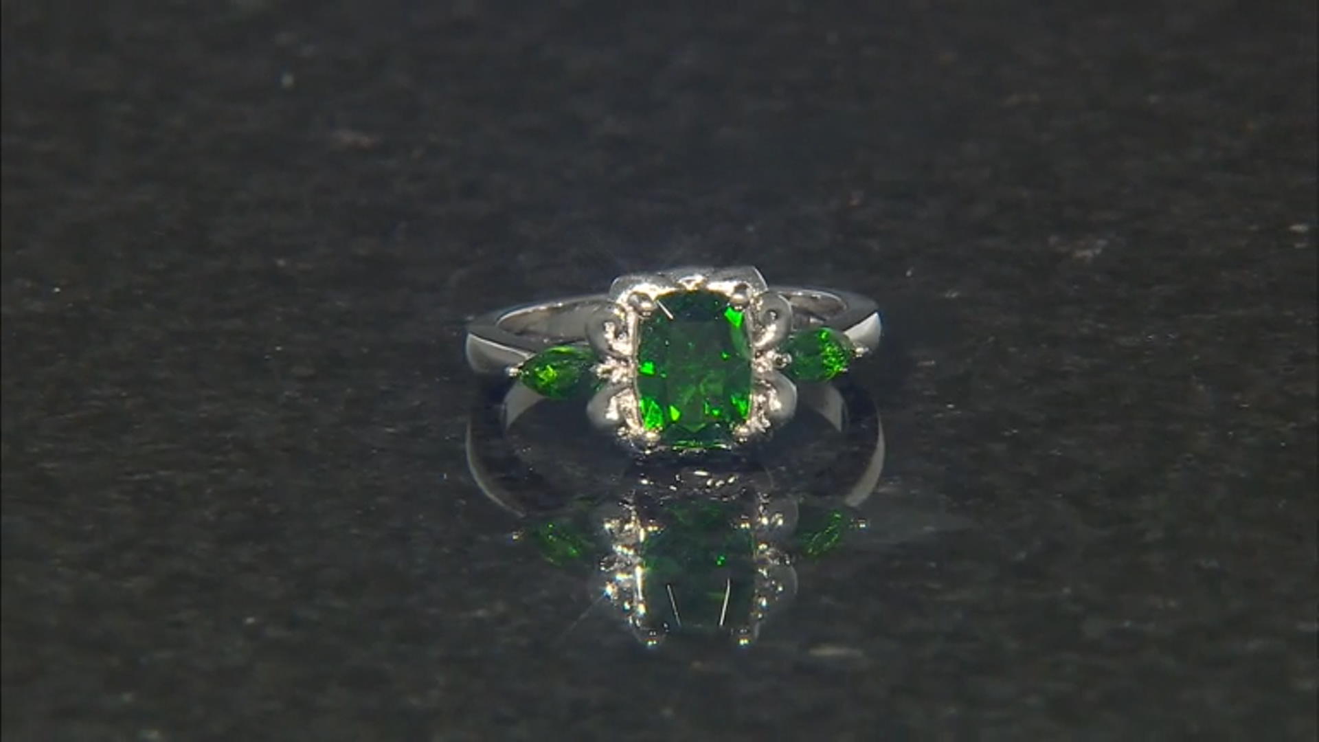 Chrome Diopside Rhodium Over Sterling Silver Ring 1.55ctw Video Thumbnail