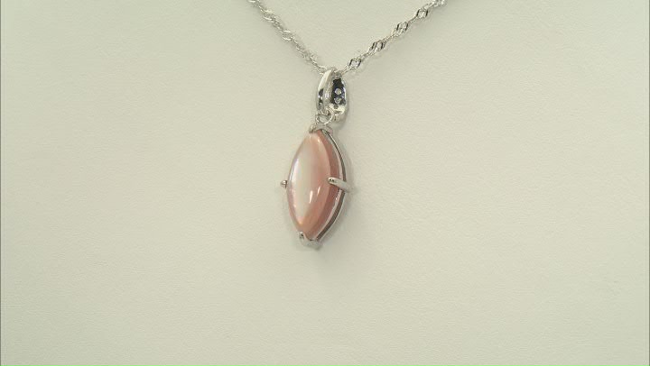 Pink Mother-Of-Pearl Rhodium Over Sterling Silver Pendant With Chain 0.09ctw Video Thumbnail