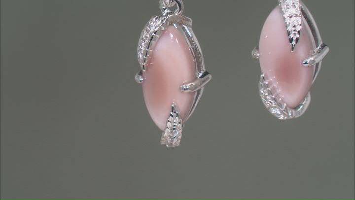 Pink Mother-Of-Pearl Rhodium Over Sterling Silver Dangle Earrings 0.09ctw Video Thumbnail