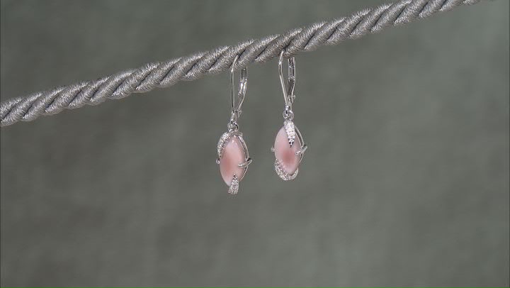 Pink Mother-Of-Pearl Rhodium Over Sterling Silver Dangle Earrings 0.09ctw Video Thumbnail