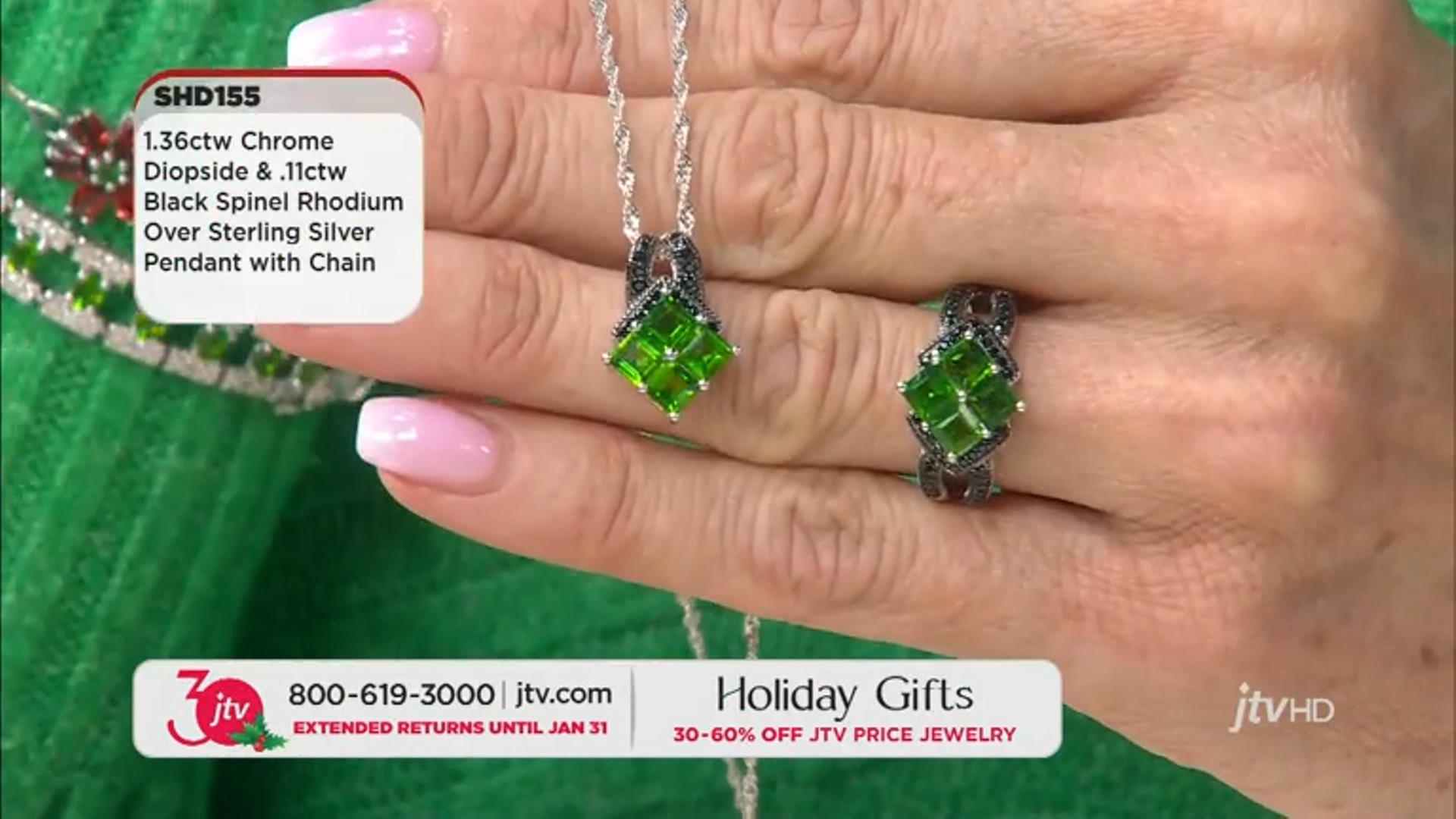 Chrome Diopside Rhodium Over Sterling Silver Pendant With Chain 1.47ctw Video Thumbnail