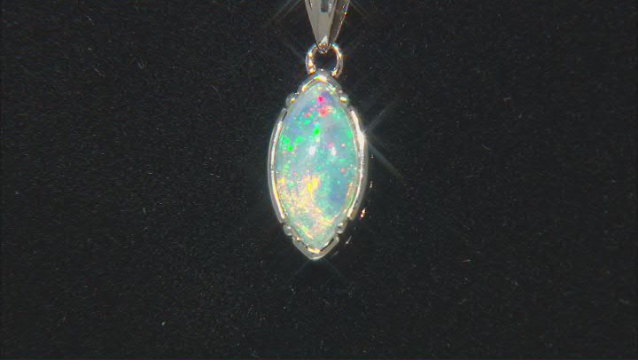 Multi Color Ethiopian Opal Rhodium Over Sterling Silver Pendant with Chain 0.40ct Video Thumbnail