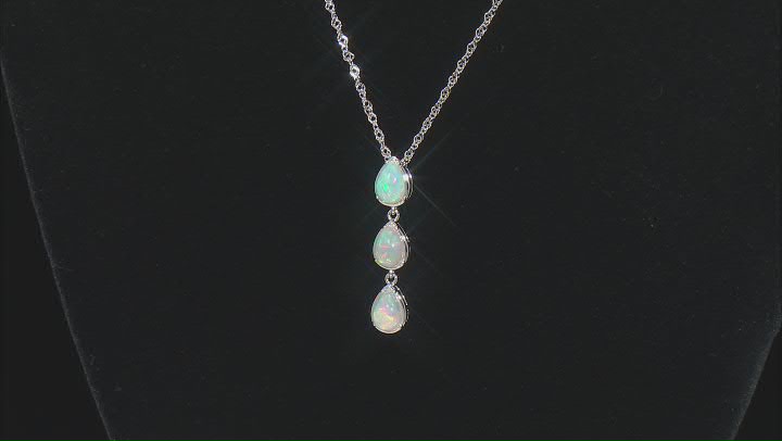White Ethiopian Opal Rhodium Over Sterling Silver Pendant With Chain 1.10ctw Video Thumbnail