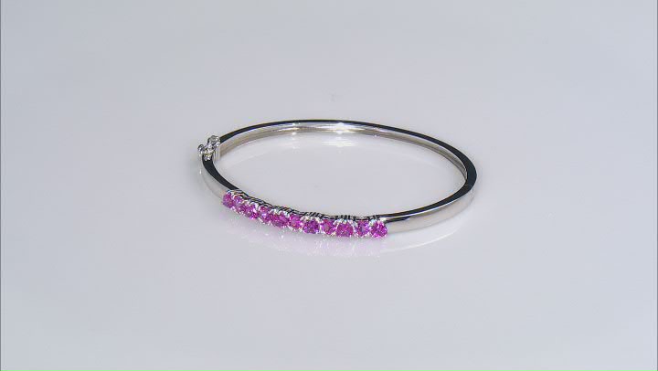 Lab Created Pink Sapphire Rhodium Over Sterling Silver Bracelet 3.18ctw Video Thumbnail
