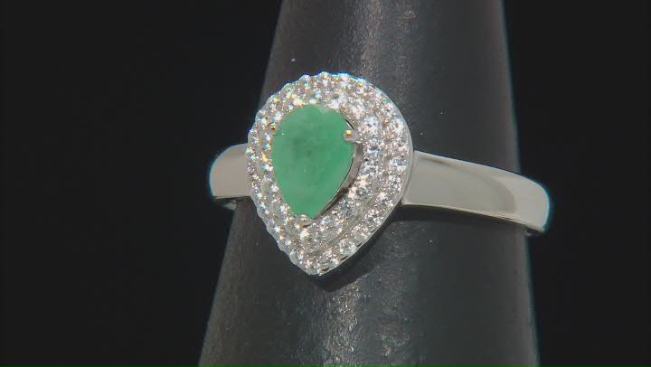 Green Emerald Rhodium Over Sterling Silver Ring 0.77ctw Video Thumbnail