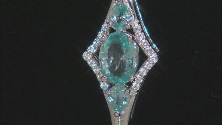 Blue Zircon Rhodium Over Sterling Silver Pendant With Chain 1.48ctw Video Thumbnail