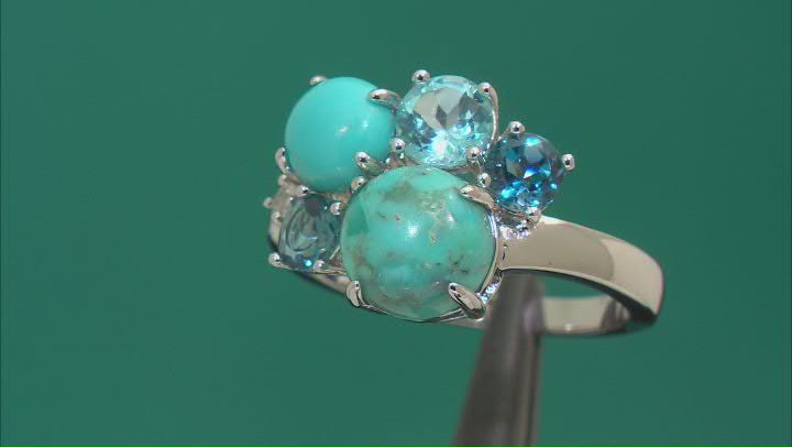 Multi Gem Rhodium Over Sterling Silver Ring 1.10ctw Video Thumbnail