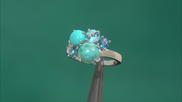 Multi Gem Rhodium Over Sterling Silver Ring 1.10ctw Video Thumbnail