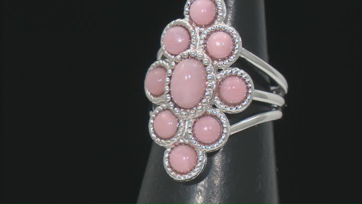 Pink Opal Rhodium Over Sterling Silver Ring Video Thumbnail