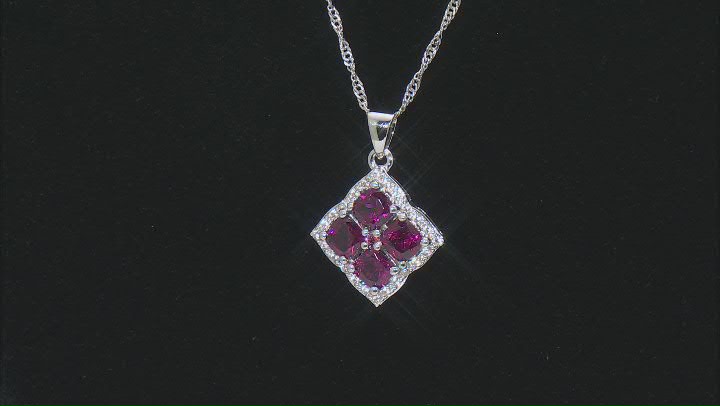 Magenta Rhodolite Rhodium Over Sterling Silver Pendant With Chain 3.36ctw Video Thumbnail