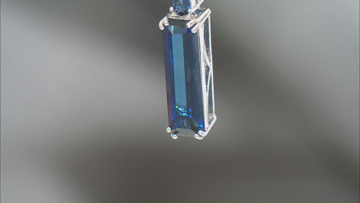 Blue Lab Created Sapphire Rhodium Over Sterling Silver Pendant with Chain 6.16ctw Video Thumbnail