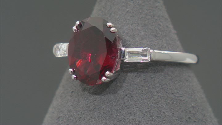 Red Garnet Rhodium Over Sterling Silver Ring 3.20ctw Video Thumbnail
