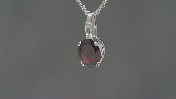 Red Garnet Rhodium Over Sterling Silver Pendant With Chain 3.09ctw Video Thumbnail