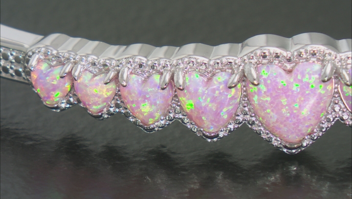 Pink Lab Created Opal Rhodium Over Sterling Silver Bracelet Video Thumbnail