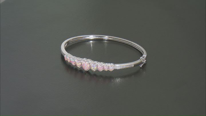Pink Lab Created Opal Rhodium Over Sterling Silver Bracelet Video Thumbnail