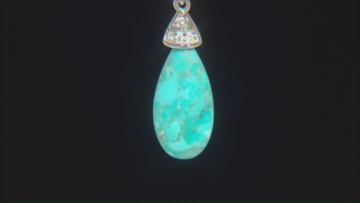 Blue Turquoise Rhodium Over Sterling Silver Pendant With Chain 0.05ctw Video Thumbnail