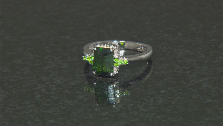 Green Chrome Diopside Rhodium Over Sterling Silver Ring 1.57ctw Video Thumbnail