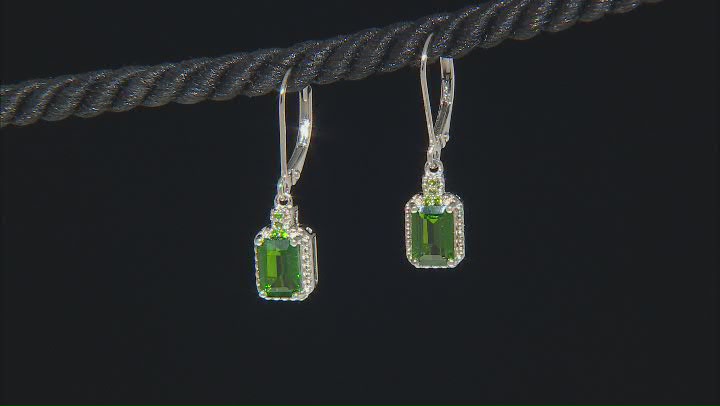 Green Chrome Diopside Rhodium Over Sterling Silver Earrings 1.82ctw Video Thumbnail