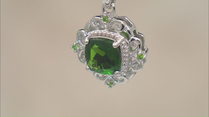 Green Chrome Diopside Rhodium Over Sterling Silver Pendant With Chain 1.48ctw Video Thumbnail