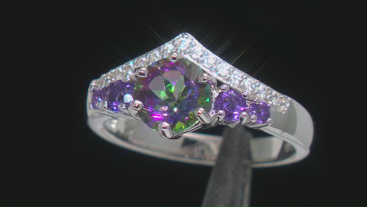 Mystic Fire® Green Topaz Rhodium Over Sterling Silver Ring 1.83ctw Video Thumbnail