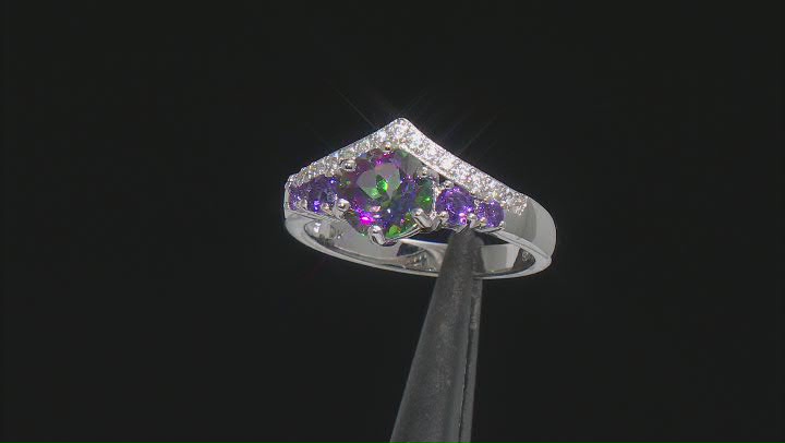 Mystic Fire® Green Topaz Rhodium Over Sterling Silver Ring 1.83ctw Video Thumbnail