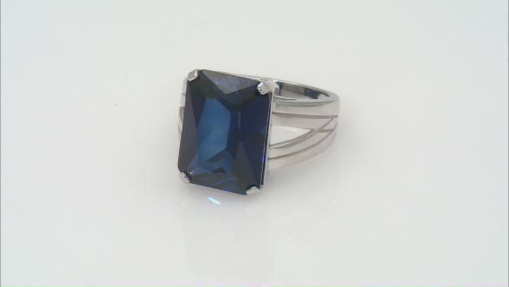 Blue Lab Created Sapphire Rhodium Over Sterling Silver Ring 10.20ct Video Thumbnail