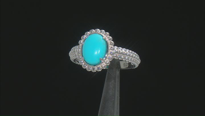 Sleeping Beauty Turquoise Rhodium Over Sterling Silver Ring Video Thumbnail
