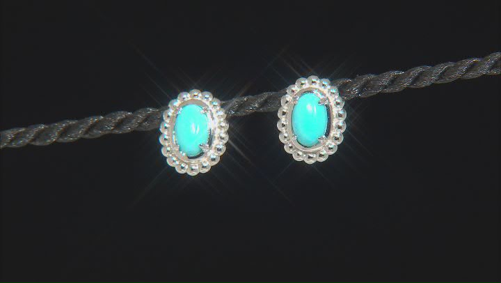 Sleeping Beauty Turquoise Rhodium Over Sterling Silver Stud Earrings Video Thumbnail