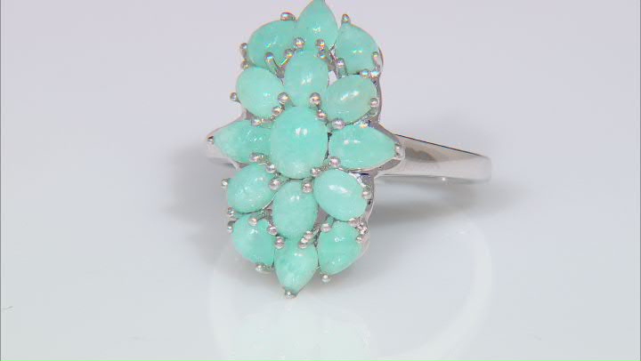 Green Amazonite Rhodium Over Sterling Silver Ring Video Thumbnail