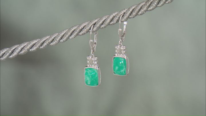 Green Amazonite Rhodium Over Sterling Silver Earrings Video Thumbnail