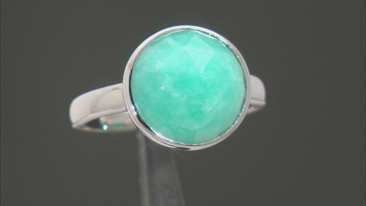Blue Amazonite Rhodium Over Sterling Silver Ring Video Thumbnail