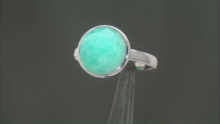 Blue Amazonite Rhodium Over Sterling Silver Ring Video Thumbnail
